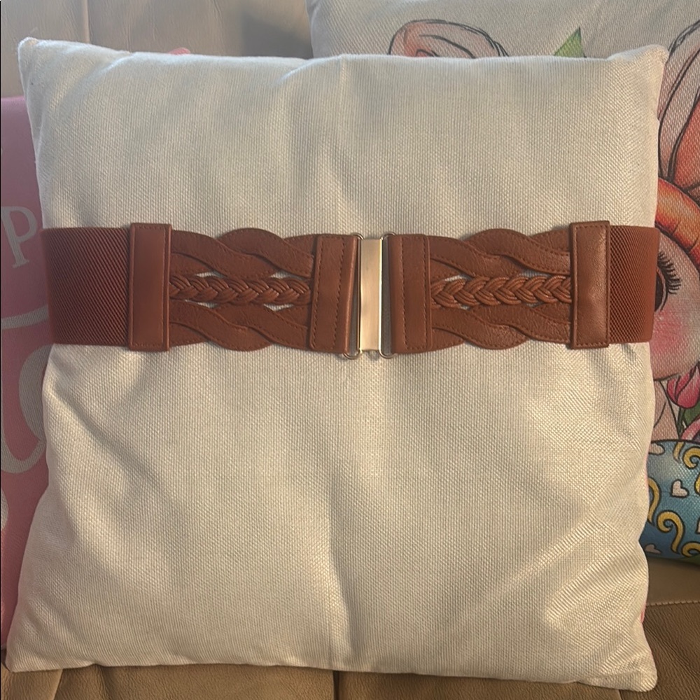 Brown Leather Belt with Embossed Detailing